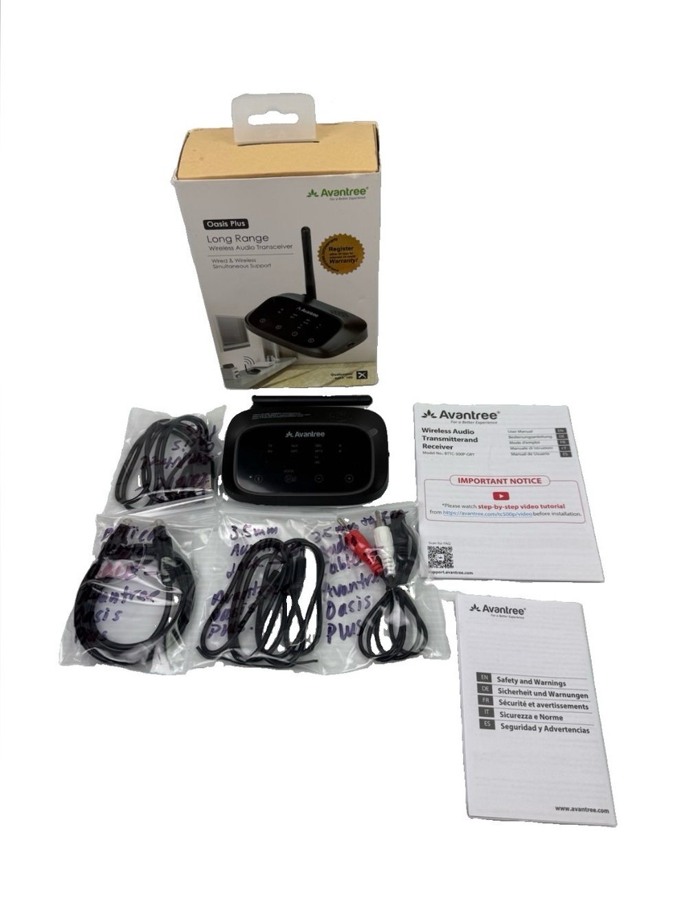 Avantree Oasis Plus BTTC-500P Long Range Bluetooth Transmitter Receiver Open Box